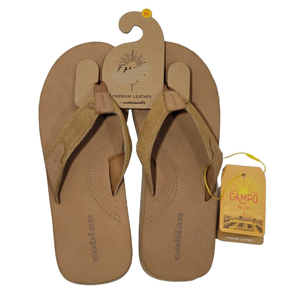 Cobian Lazo Flip Flop Sandals Men Size 11 CAMPO DEL SOL Tan Leather Arch Support - Picture 2 of 16